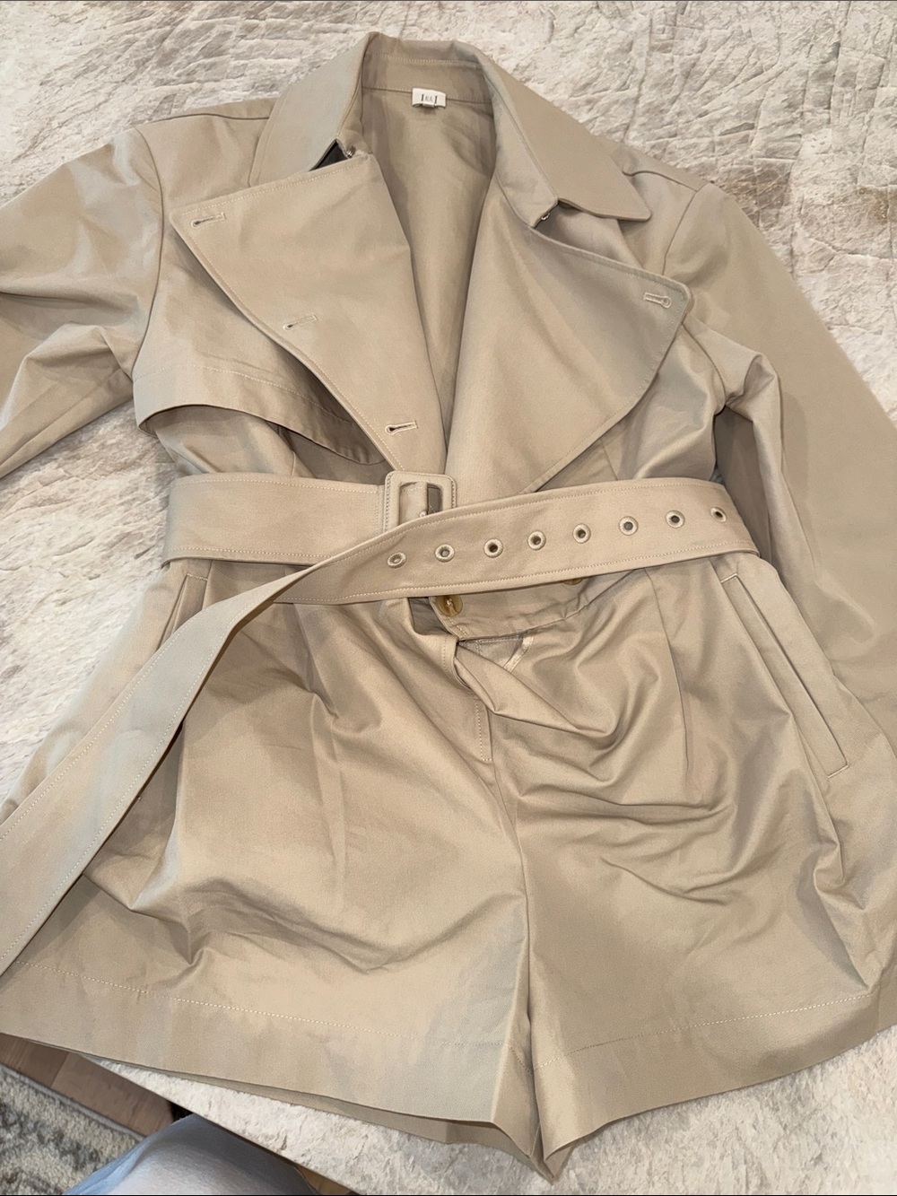 Beige Trench Belted Romper